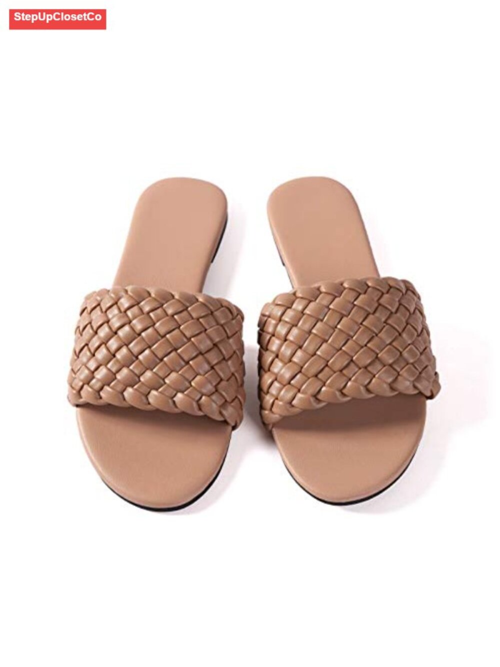 Braided Leather Flat Sandals Women Crossover Slide Casual Summer Dressy